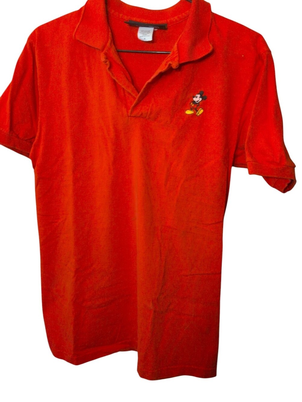 Disney Men's Bright Red Polo with Embroidered Mickey